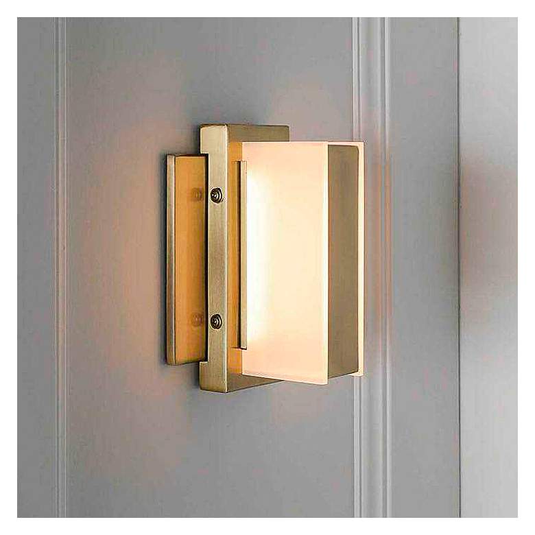 Image 1 Viola 4 3/4" High Electroplated Aged Brass LED Wall Sconce