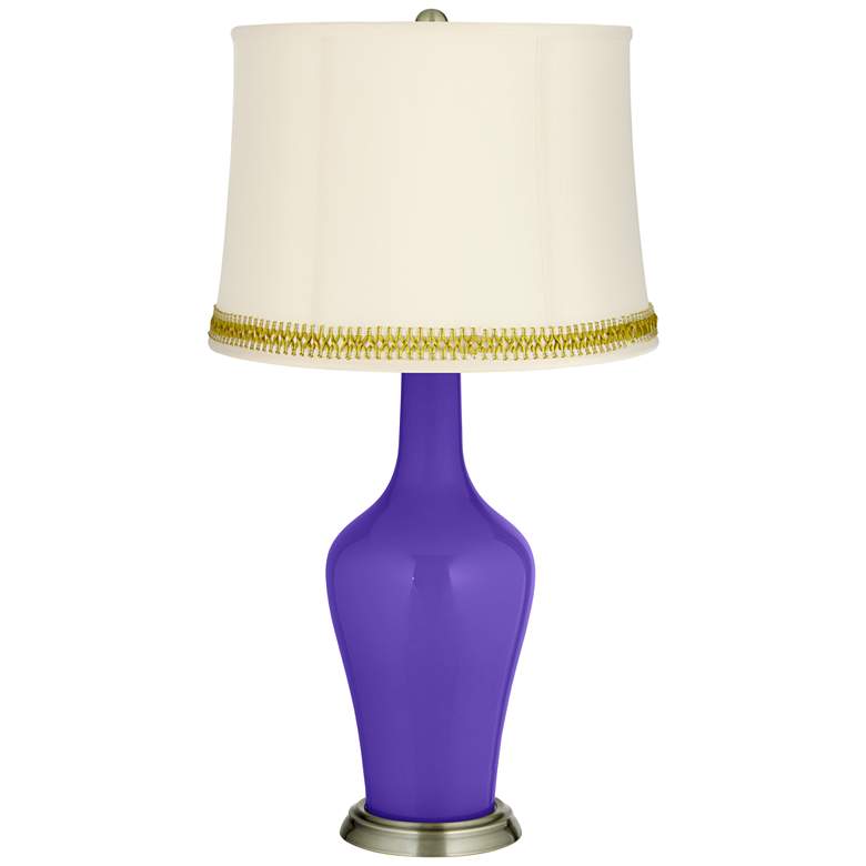 Image 1 Violet Anya Table Lamp with Open Weave Trim