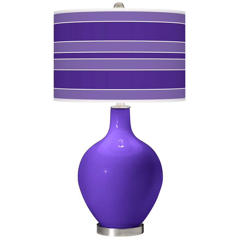 Image 1 Violet Bold Stripe Ovo Table Lamp