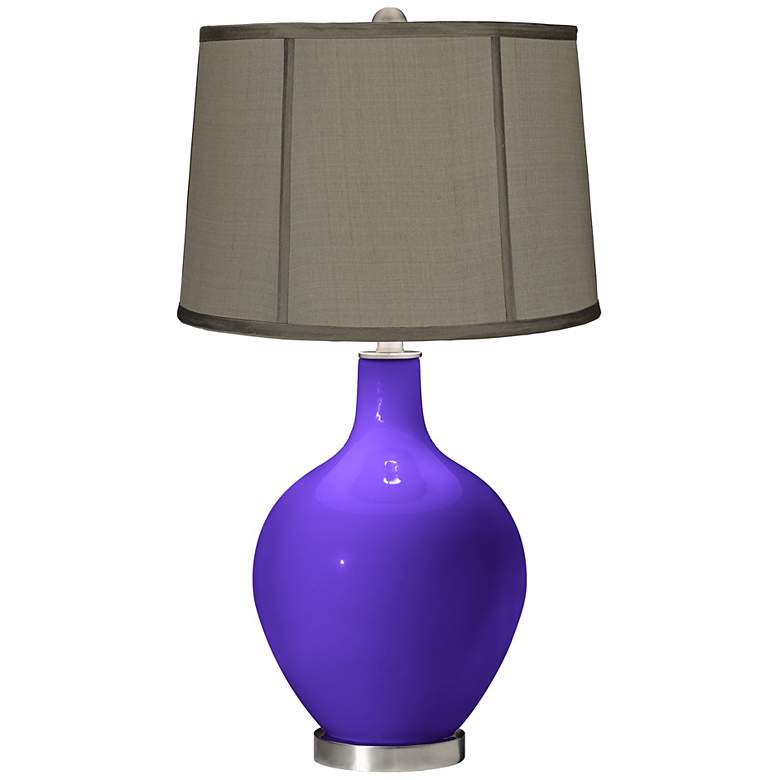 Image 1 Violet Gray Dupioni Silk Shade Ovo Table Lamp