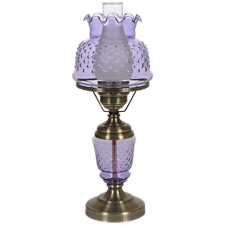 Image 1 Violet Hobnail Glass 22 inch High Hurricane Table Lamp