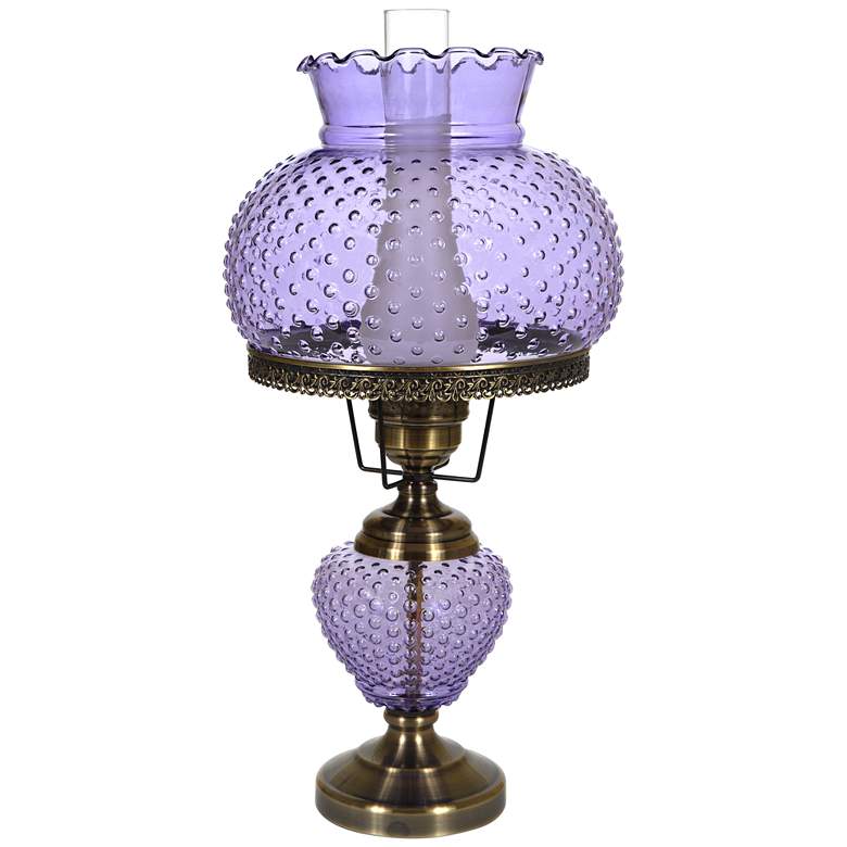 Image 1 Violet Hobnail Glass 26 inch High Hurricane Table Lamp