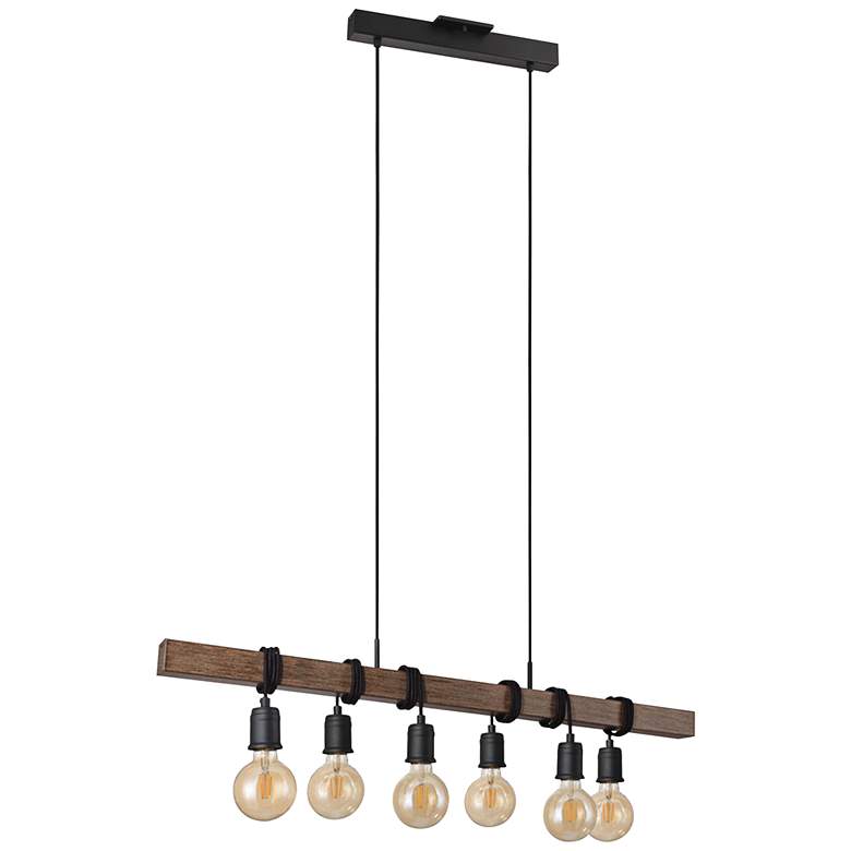 Image 2 Violon 39 1/4"W Black and Brown 6-Light Island Pendant Light