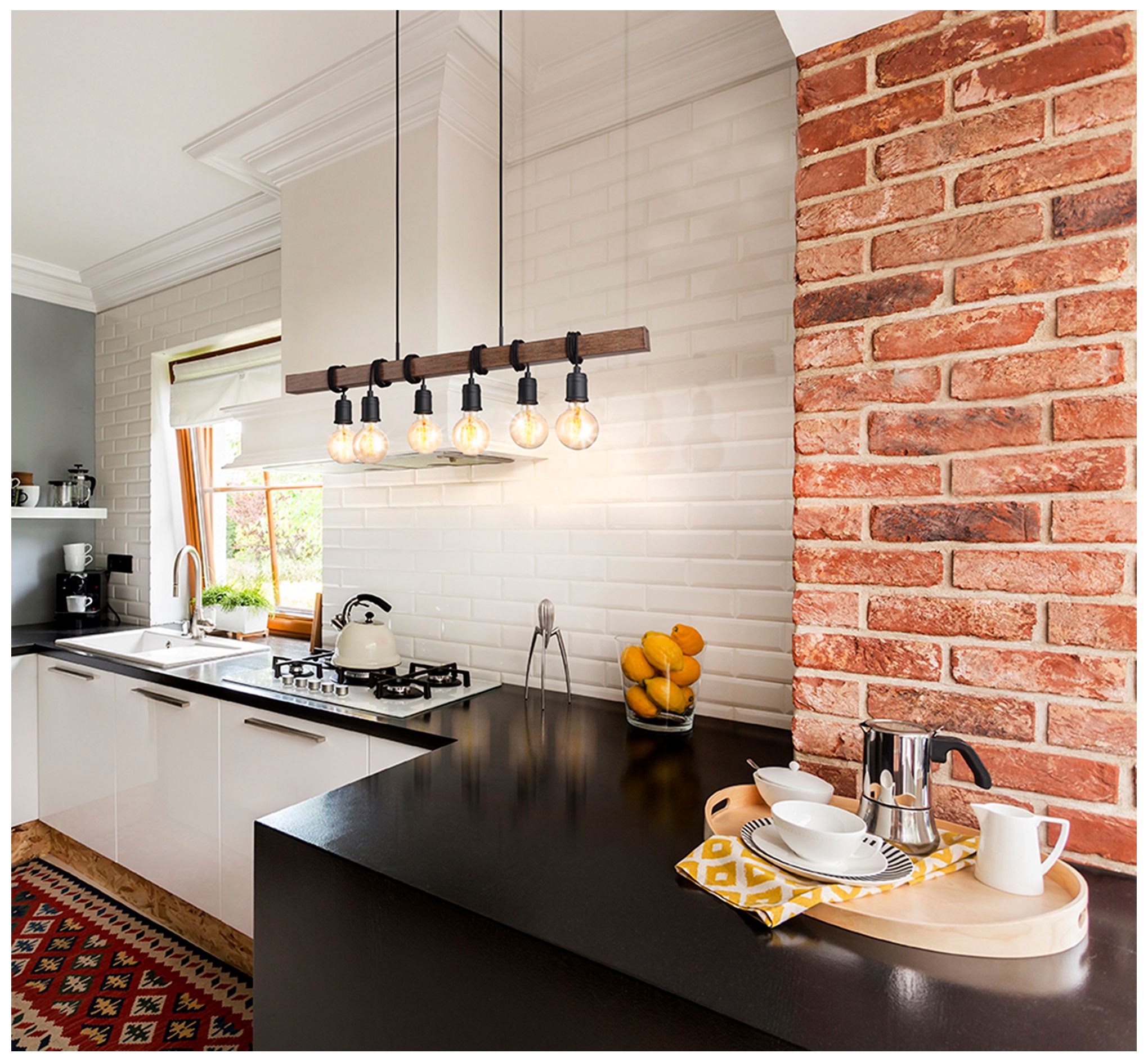 Image 4 Violon 39 1/4"W Black and Brown 6-Light Island Pendant Light more views