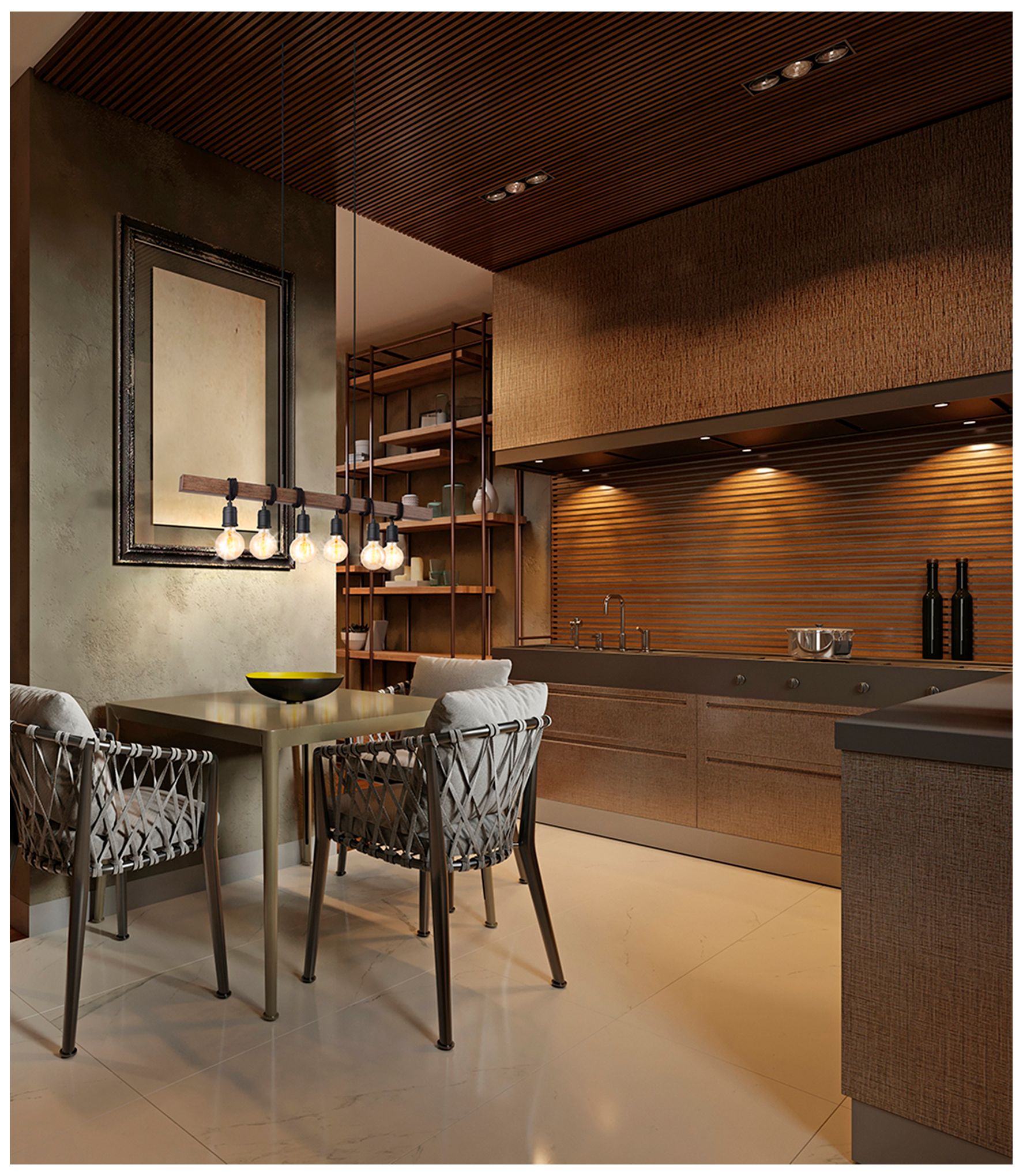 Image 5 Violon 39 1/4"W Black and Brown 6-Light Island Pendant Light more views