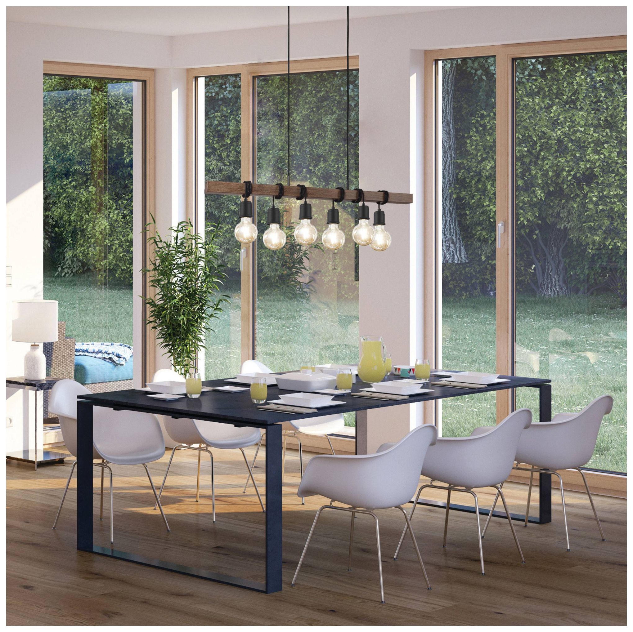 Image 6 Violon 39 1/4"W Black and Brown 6-Light Island Pendant Light more views