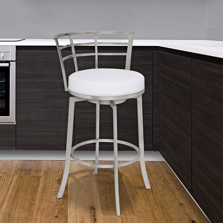 Image 4 Viper 26" White Faux Leather Swivel Counter Stool more views