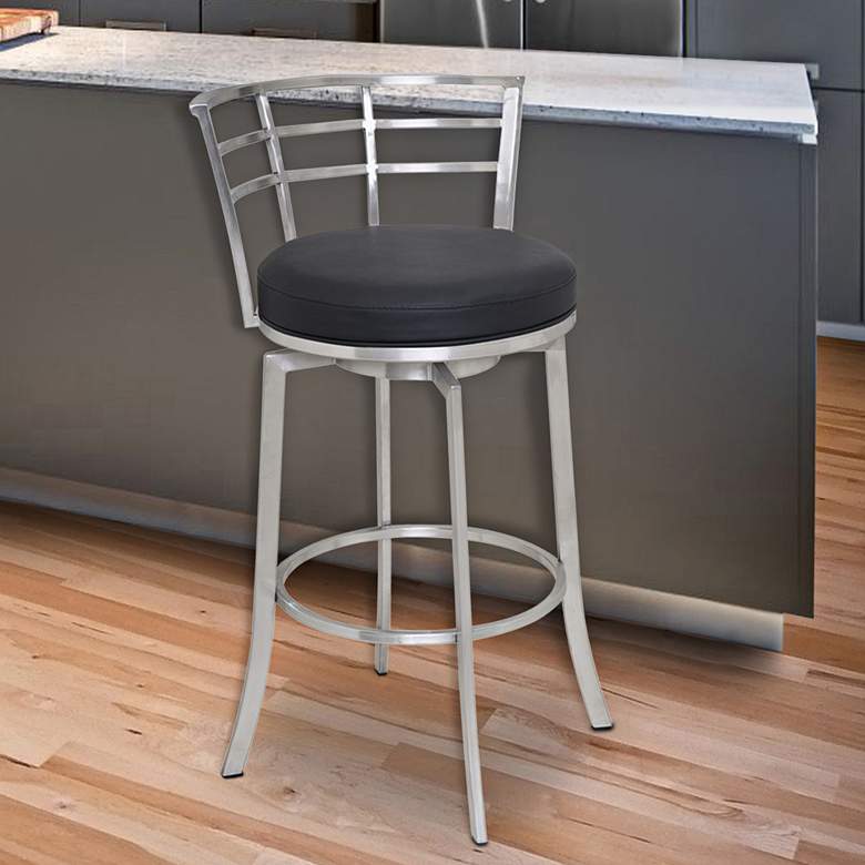 Image 1 Viper 30" Black Faux Leather Swivel Barstool