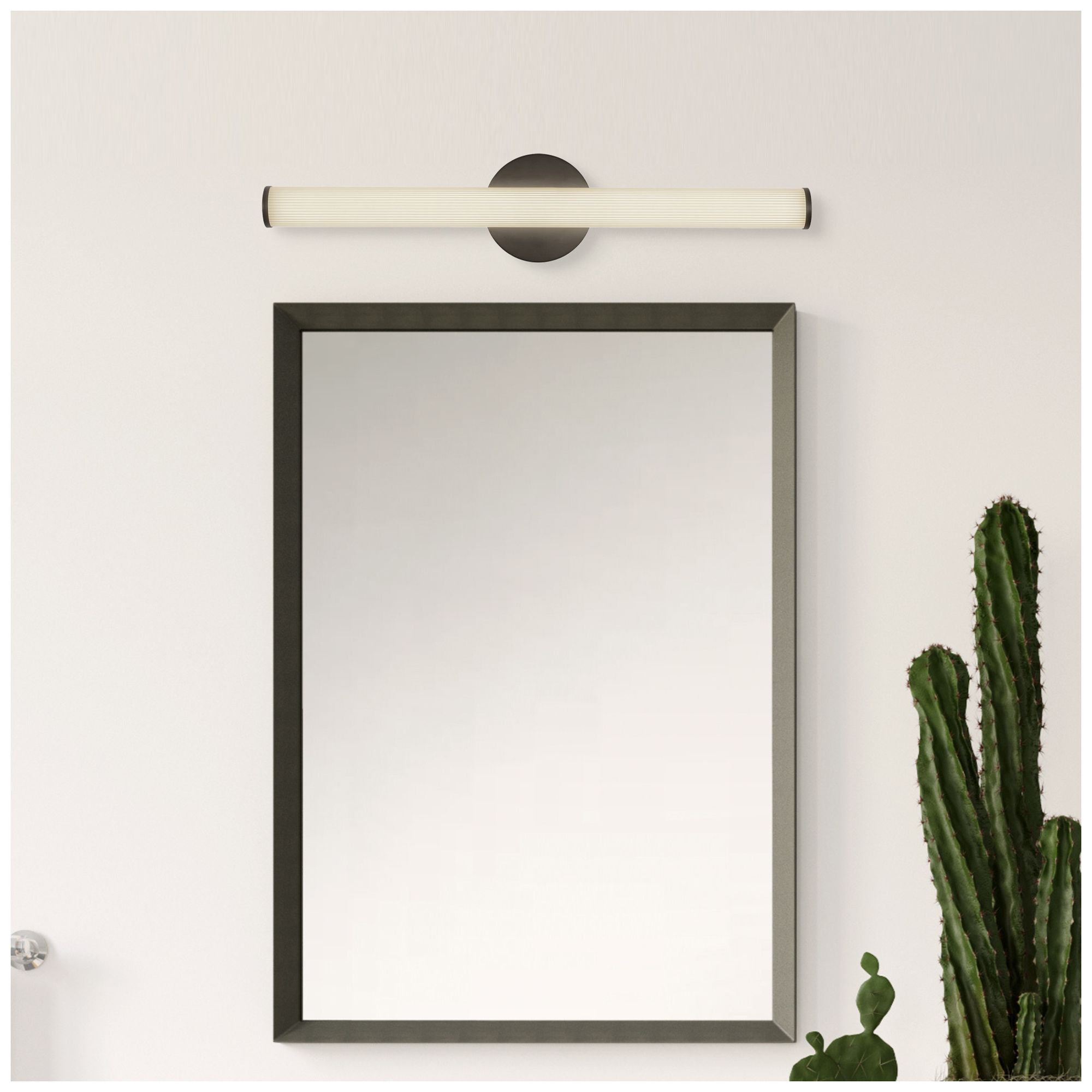 Image 7 Vire 24-in Black dimmable LED Wall/Vanity Light with Ribbed Opal Diffuser more views