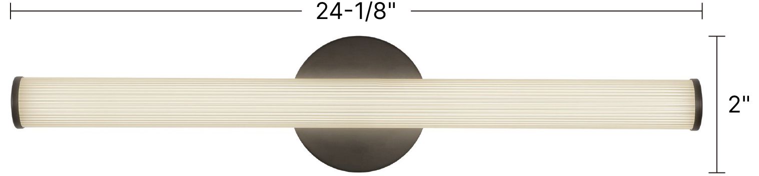 Vire 24-in Black dimmable LED Wall/Vanity Light with Ribbed Opal Diffuser