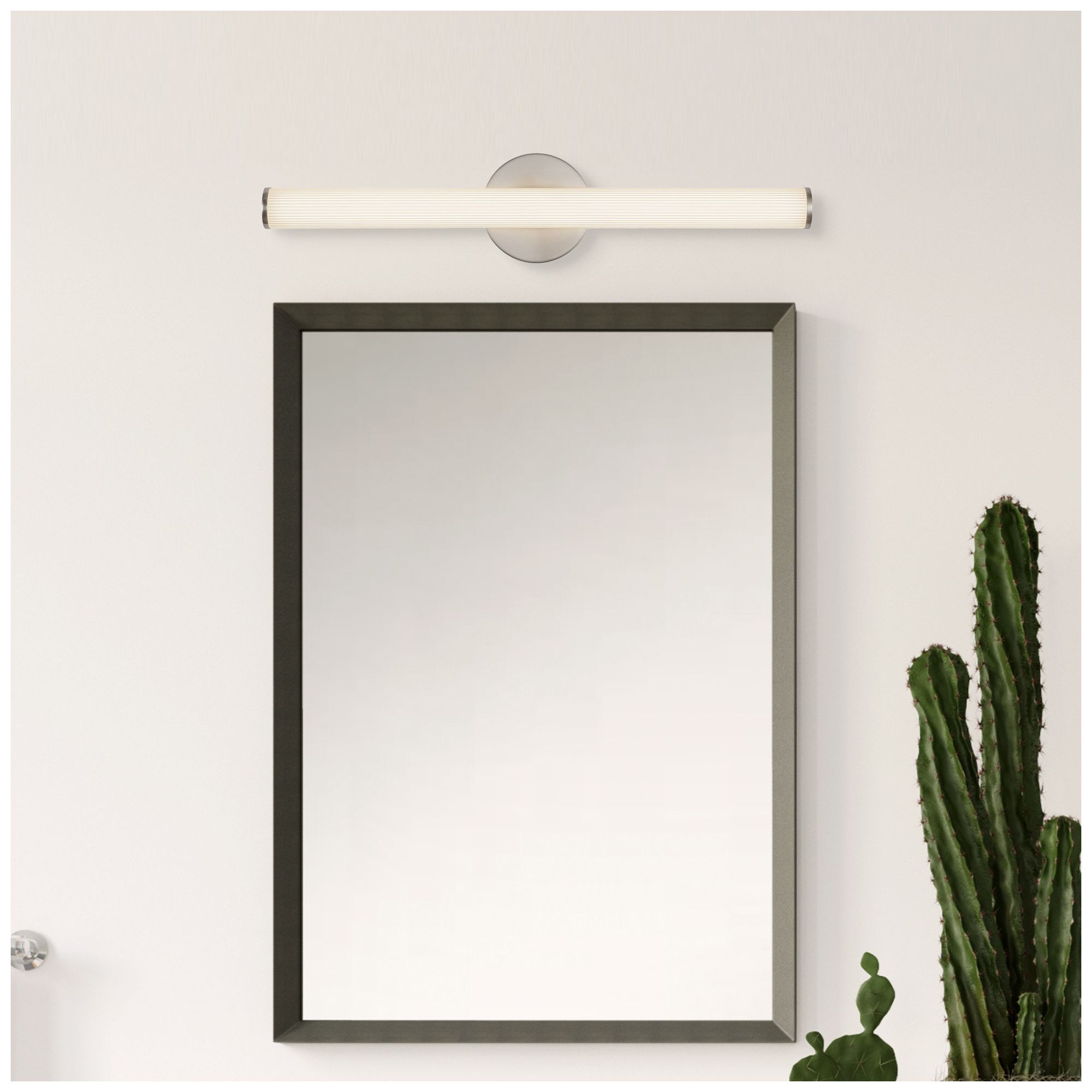 Image 7 Vire 24-in Brushed Nickel LED Wall/Vanity Light with Ribbed Opal Diffuser more views