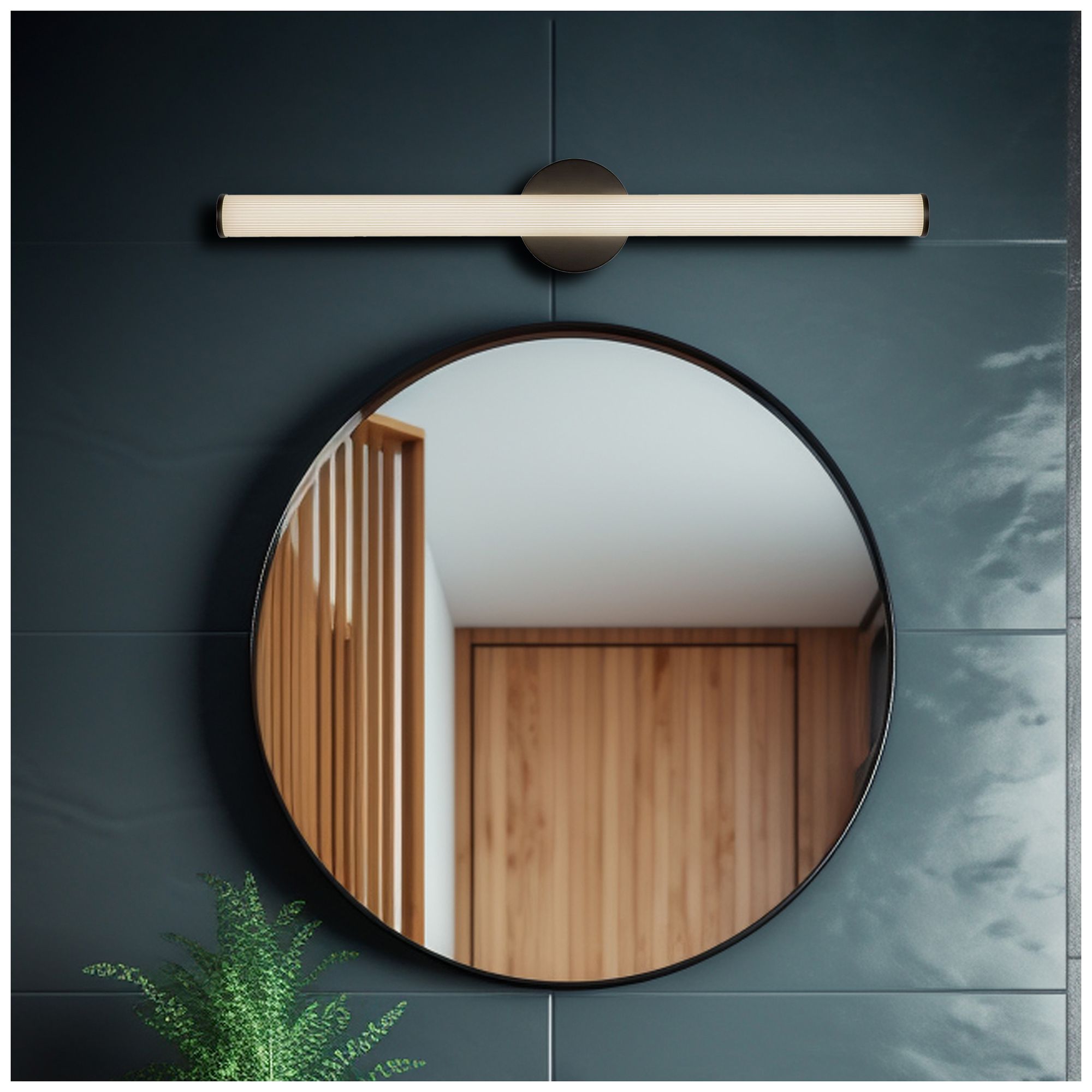 Image 7 Vire 30-in Black dimmable LED Wall/Vanity Light with Ribbed Opal Diffuser more views