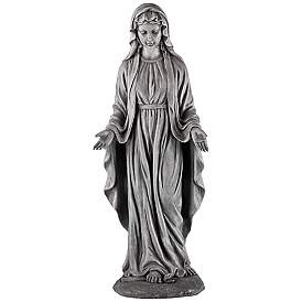 Image2 of Virgin Mary Gray Stone 29" High Outdoor Statue