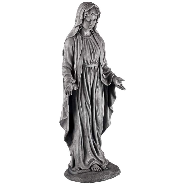 Image 6 Virgin Mary Gray Stone 29" High Outdoor Statue more views