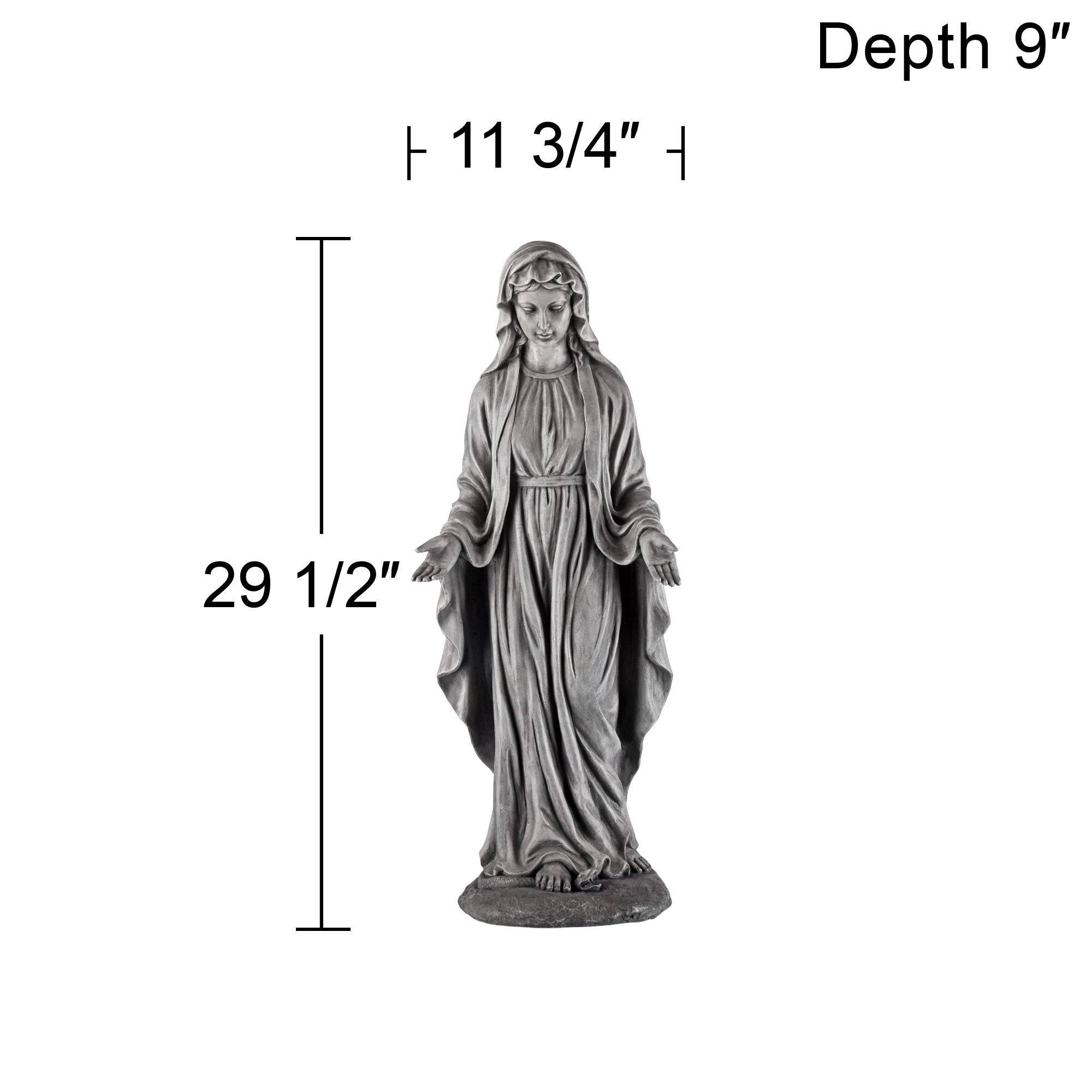 Virgin Mary Gray Stone 29" High Outdoor Statue