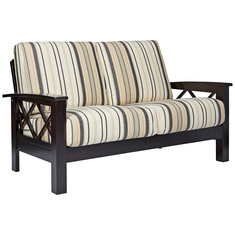Image 1 Virginia X-Design Brown and Black Striped Fabric Loveseat