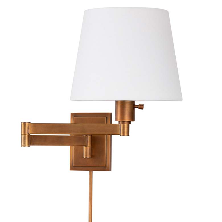 Image 1 Virtue Natural Brass Adjustable Hardwire/Plug-In Wall Lamp