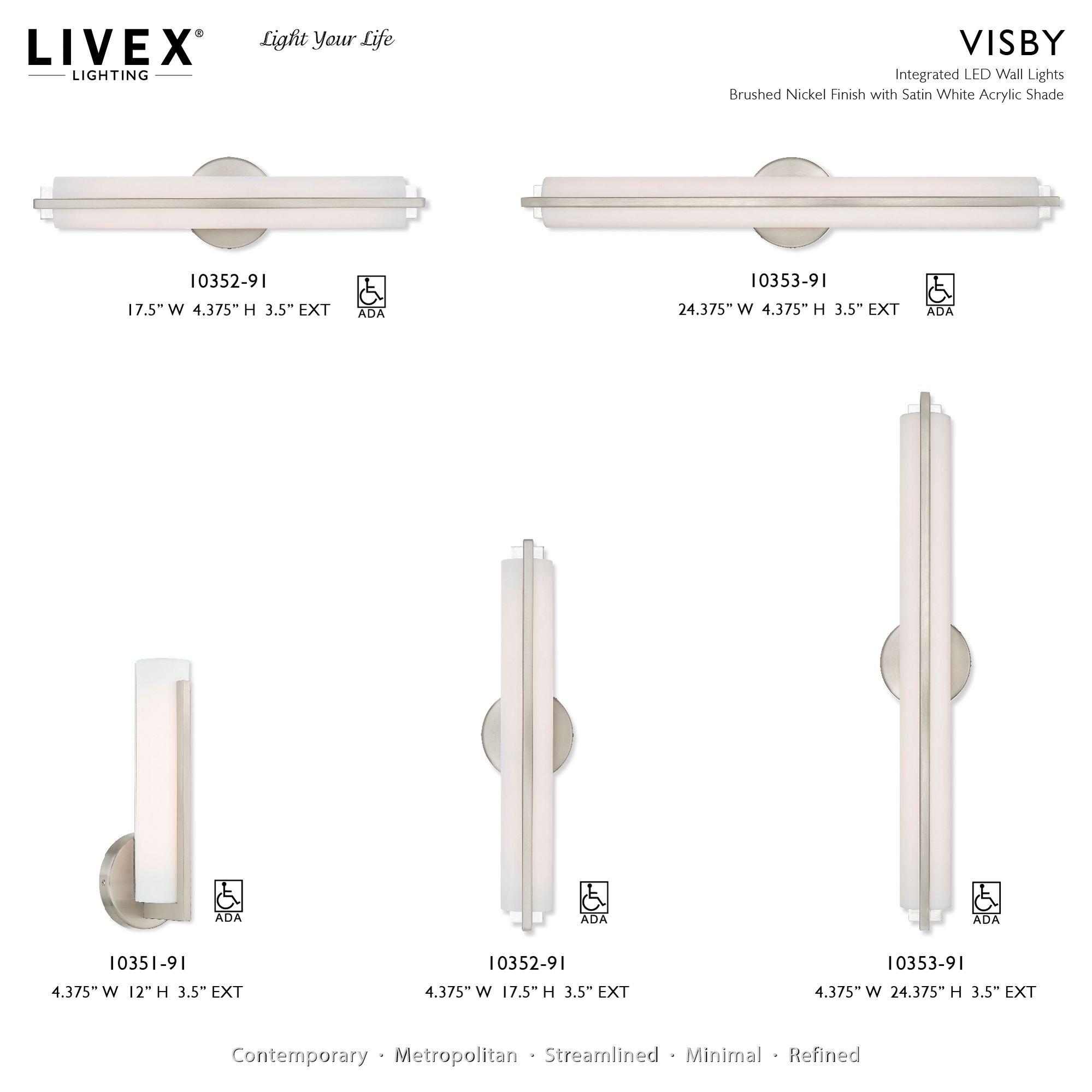 Visby LED Brushed Nickel ADA Wall Sconce