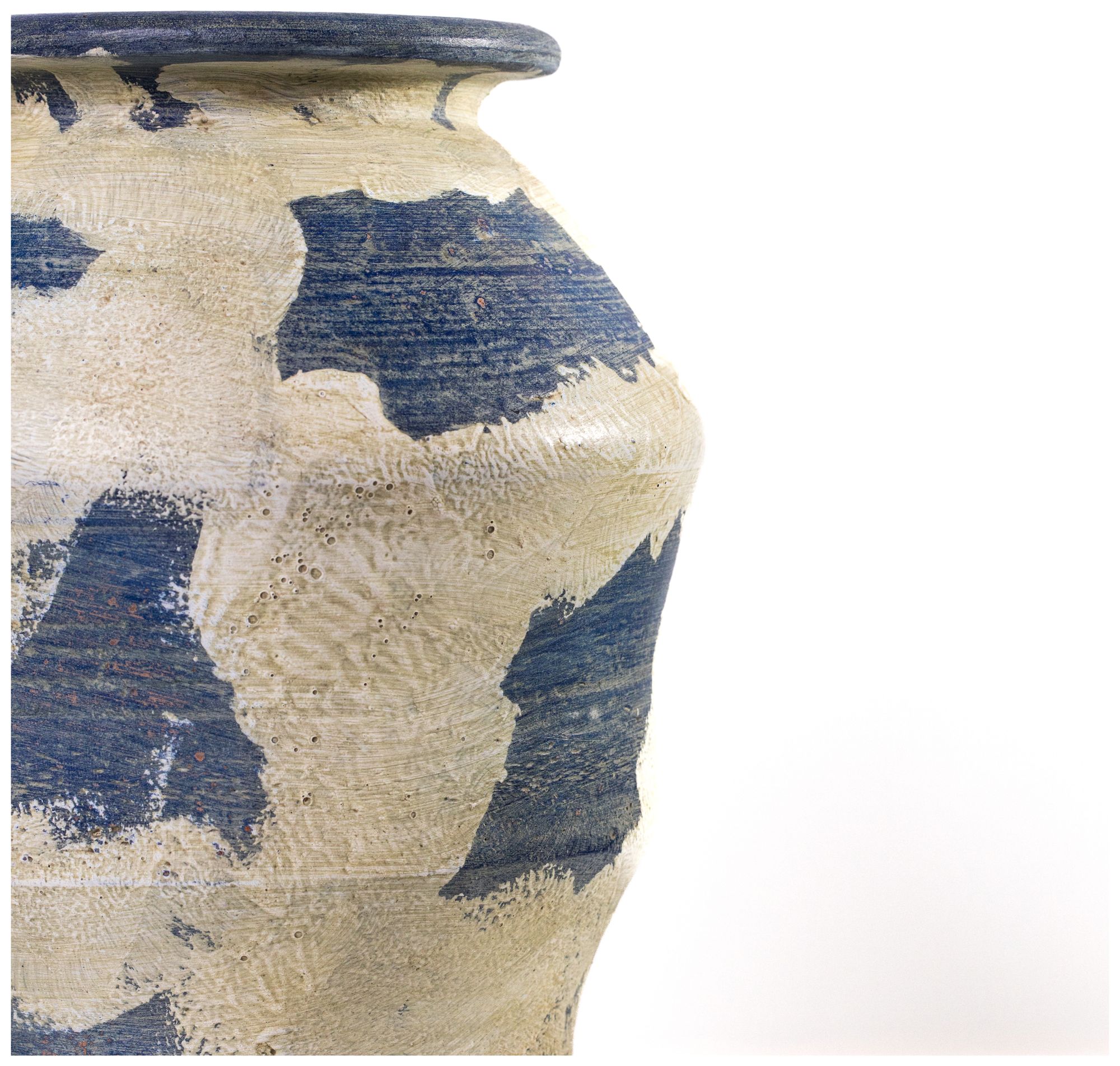 Image 4 Visha Cream and Blue Terracotta Vase more views