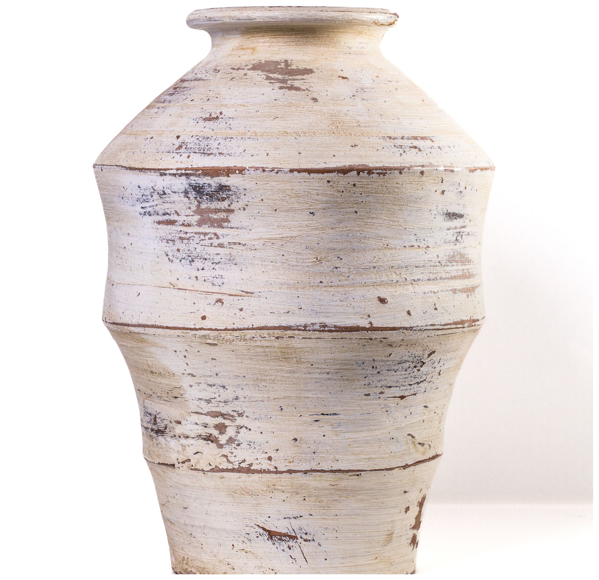 Image 2 Visha Scalloped Distressed Cream Terracotta Vase more views