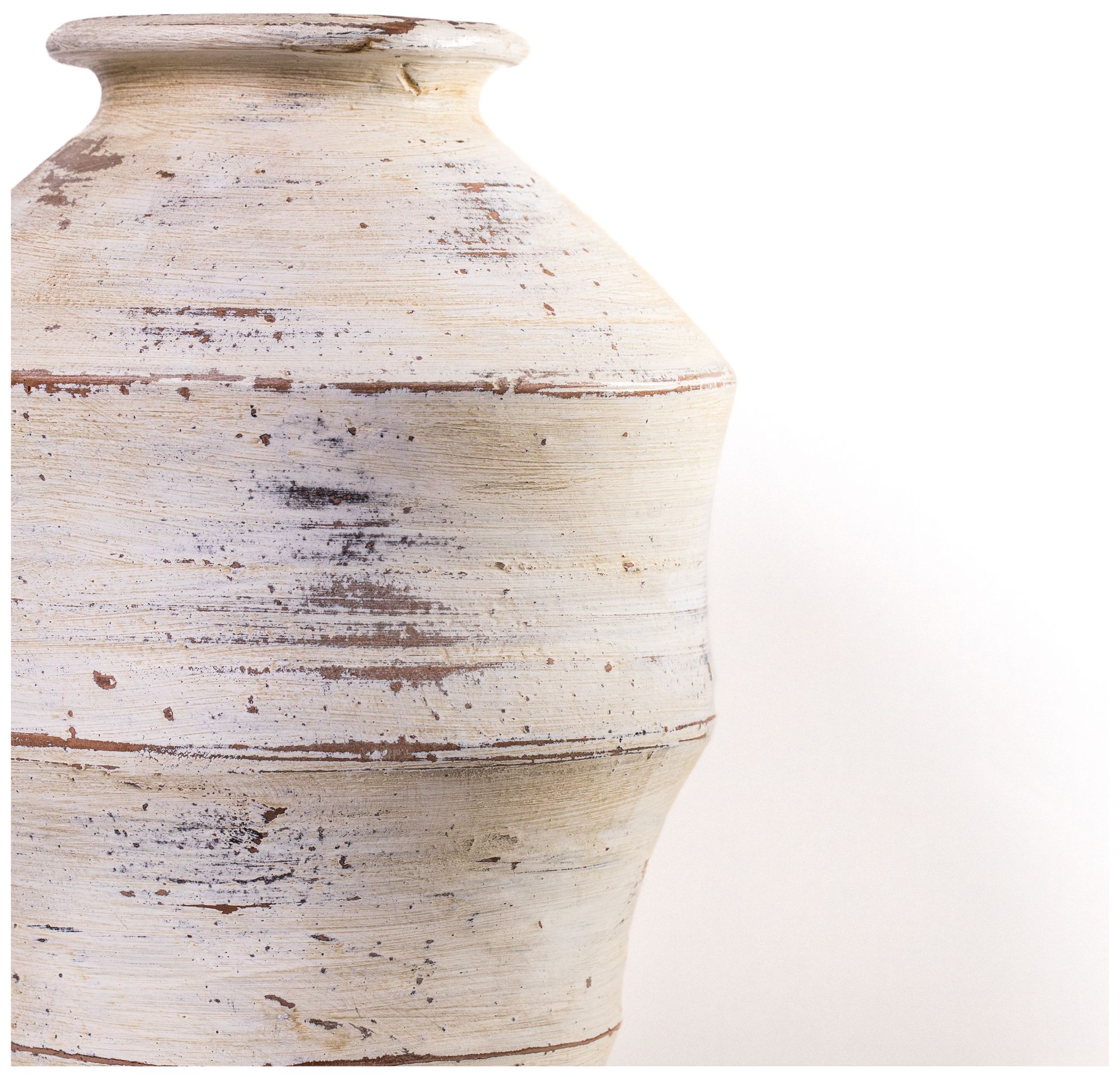 Image 3 Visha Scalloped Distressed Cream Terracotta Vase more views