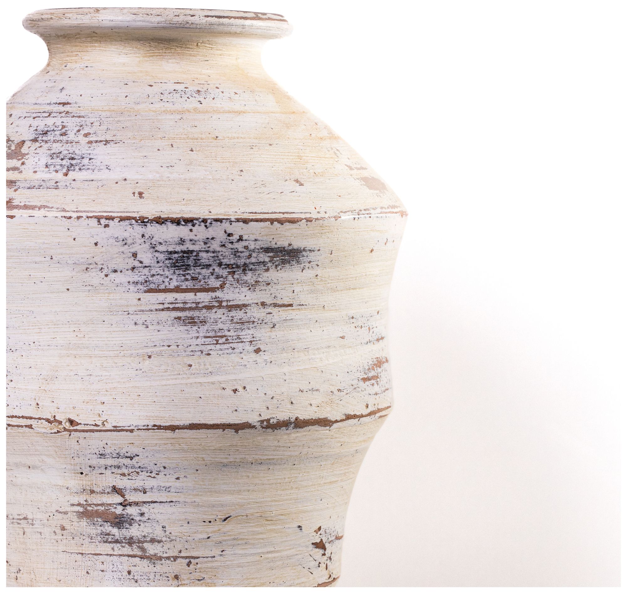 Image 4 Visha Scalloped Distressed Cream Terracotta Vase more views