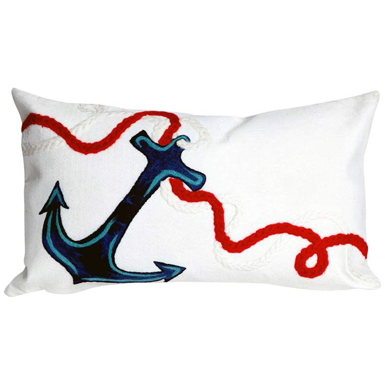Image 1 Visions I Anchor Blue White 20" x 12" Indoor-Outdoor Pillow