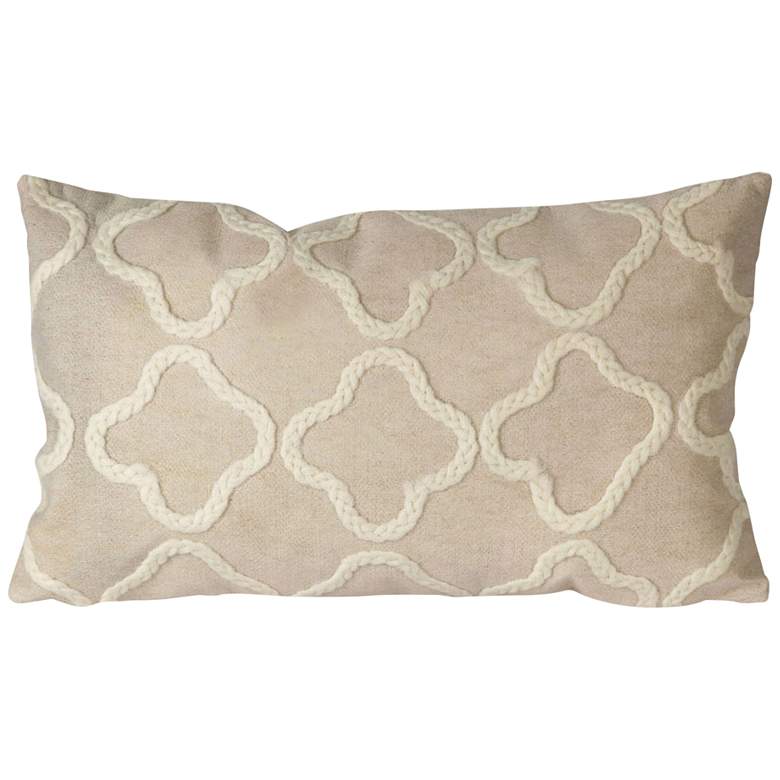 Image 1 Visions I Crochet Tile White 20 inch x 12 inch Indoor-Outdoor Pillow