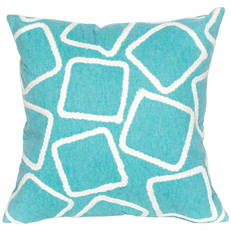 Image 1 Visions I Squares Aqua 20" Square Indoor-Outdoor Pillow