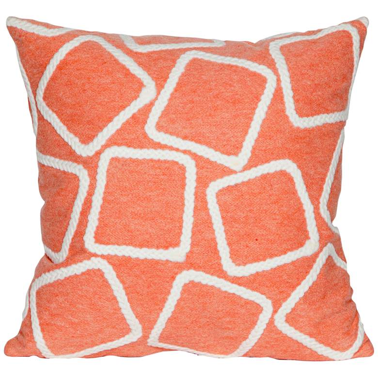 Image 1 Visions I Squares Coral 20" Square Indoor-Outdoor Pillow
