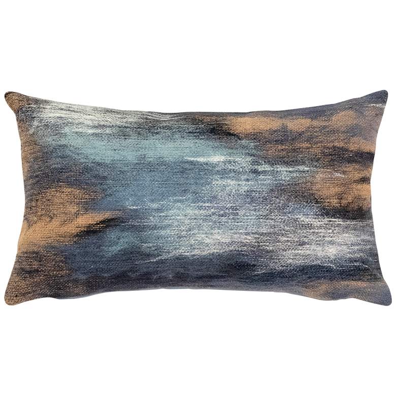 Image 1 Visions I Vista Aqua Brown 20 inch x 12 inch Indoor-Outdoor Pillow