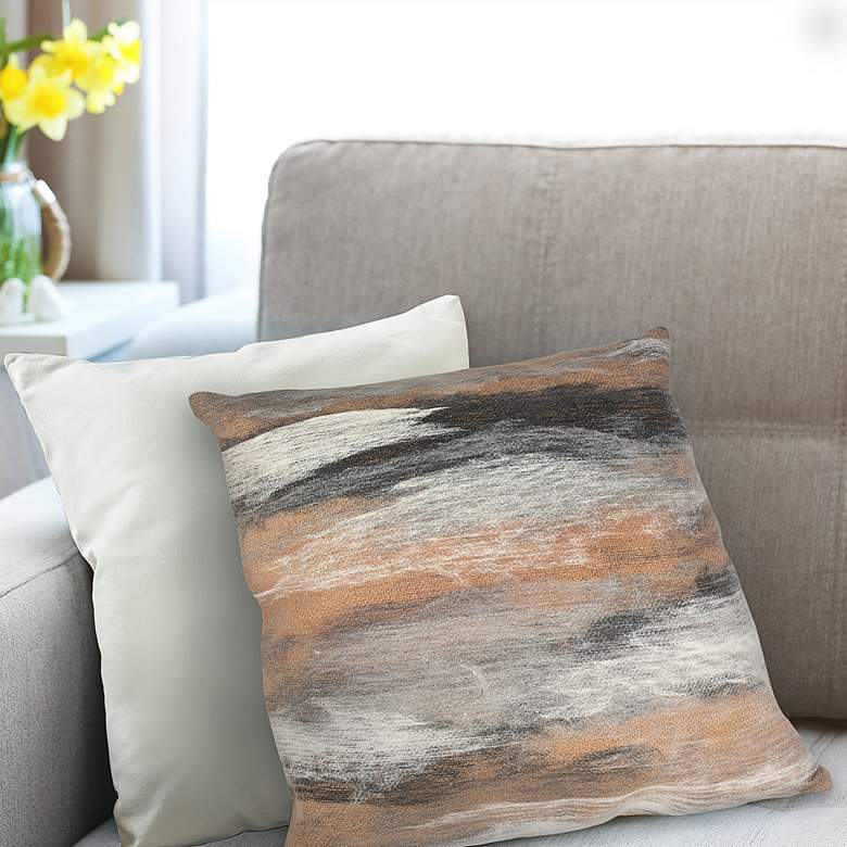Image 1 Visions I Vista Beige 20" Square Indoor-Outdoor Throw Pillow