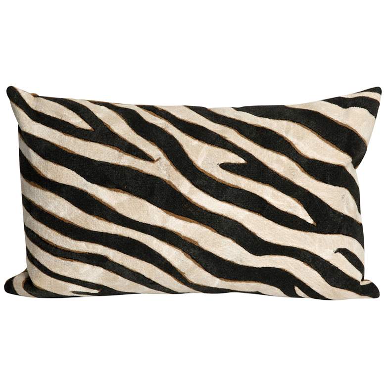 Visions I Zebra Print Black 20&quot; x 12&quot; Indoor-Outdoor Pillow