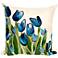 Visions II Allover Tulips Blue 20" Indoor-Outdoor Pillow