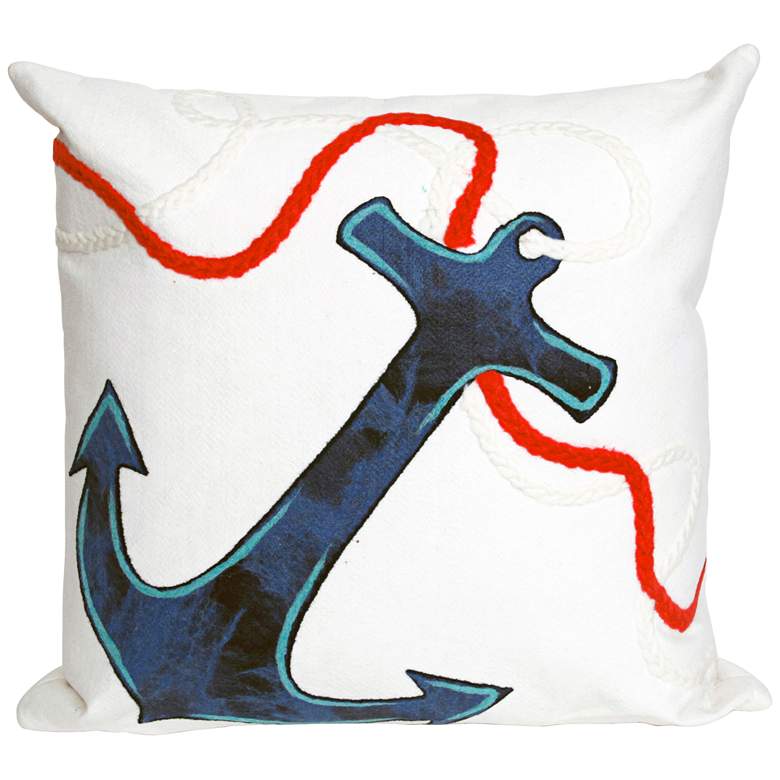 Image 1 Visions II Anchor White 20 inch Square Indoor-Outdoor Pillow