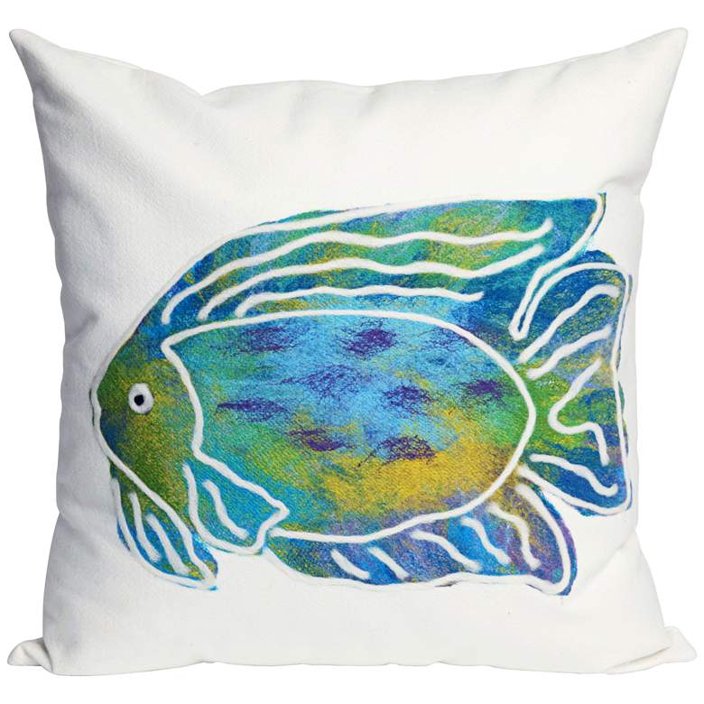 Image 1 Visions II Batik Fish Aqua 20 inch Square Indoor-Outdoor Pillow