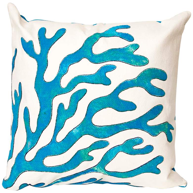 Image 1 Visions II Coral Blue 20" Square Indoor-Outdoor Pillow