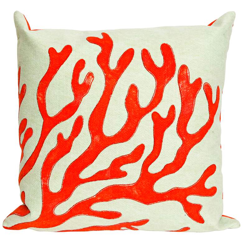 Image 1 Visions II Coral Red 20 inch Square Indoor-Outdoor Pillow