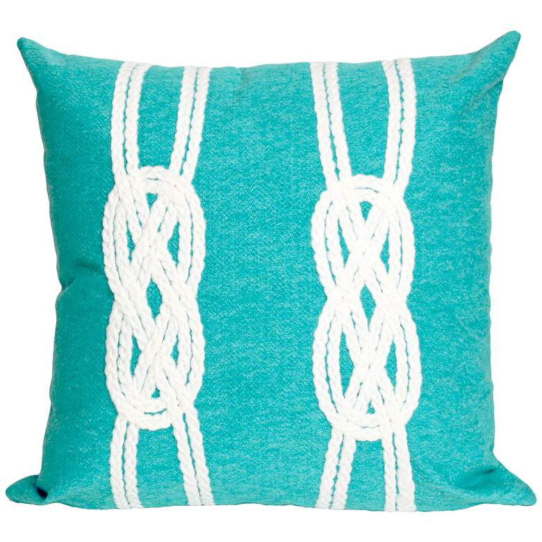 Image 1 Visions II Double Knot Aqua 20" Square Indoor-Outdoor Pillow