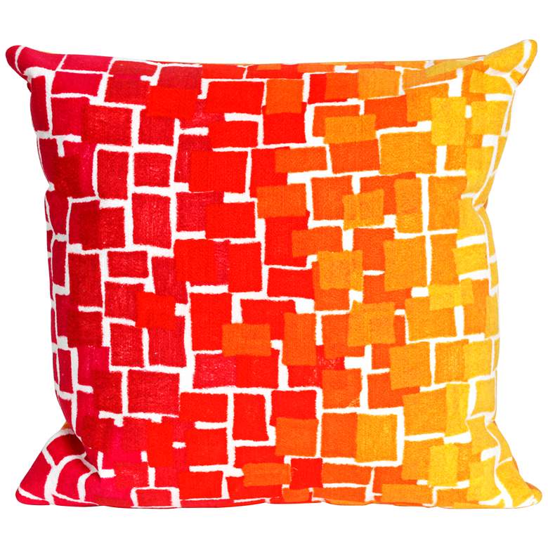 Image 1 Visions II Ombre Tile Warm 20 inch Square Indoor-Outdoor Pillow