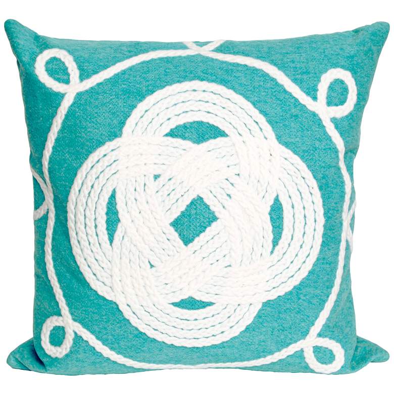 Image 1 Visions II Ornamental Knot Aqua 20 inch Indoor-Outdoor Pillow