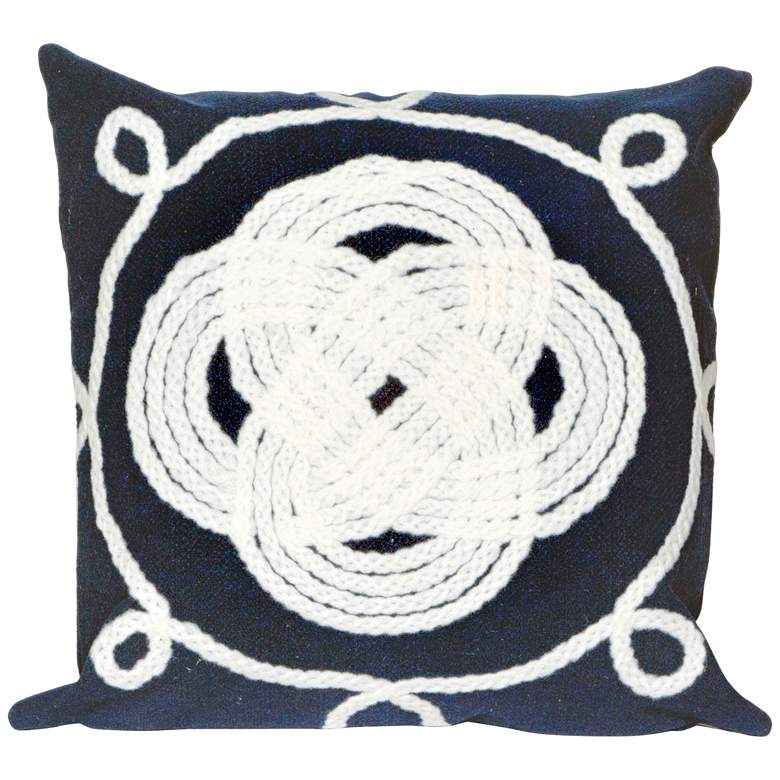 Image 1 Visions II Ornamental Knot Navy 20 inch Indoor-Outdoor Pillow