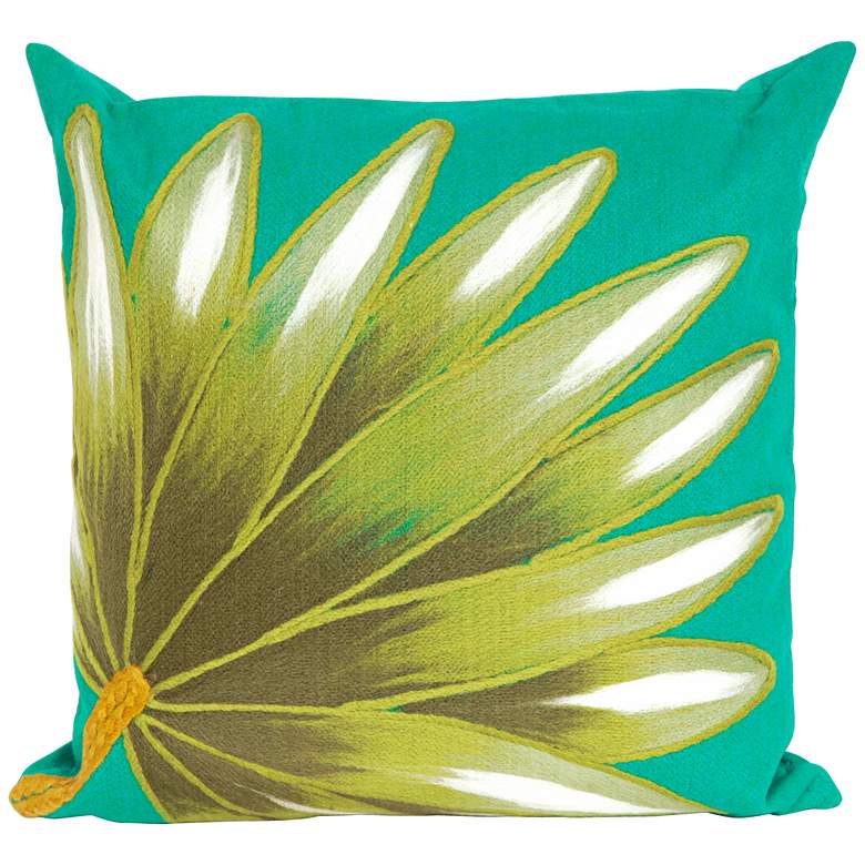 Image 1 Visions II Palm Fan Teal 20 inch Square Indoor-Outdoor Pillow