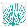 Visions III Coral Fan Aqua 20" Square Outdoor Throw Pillow
