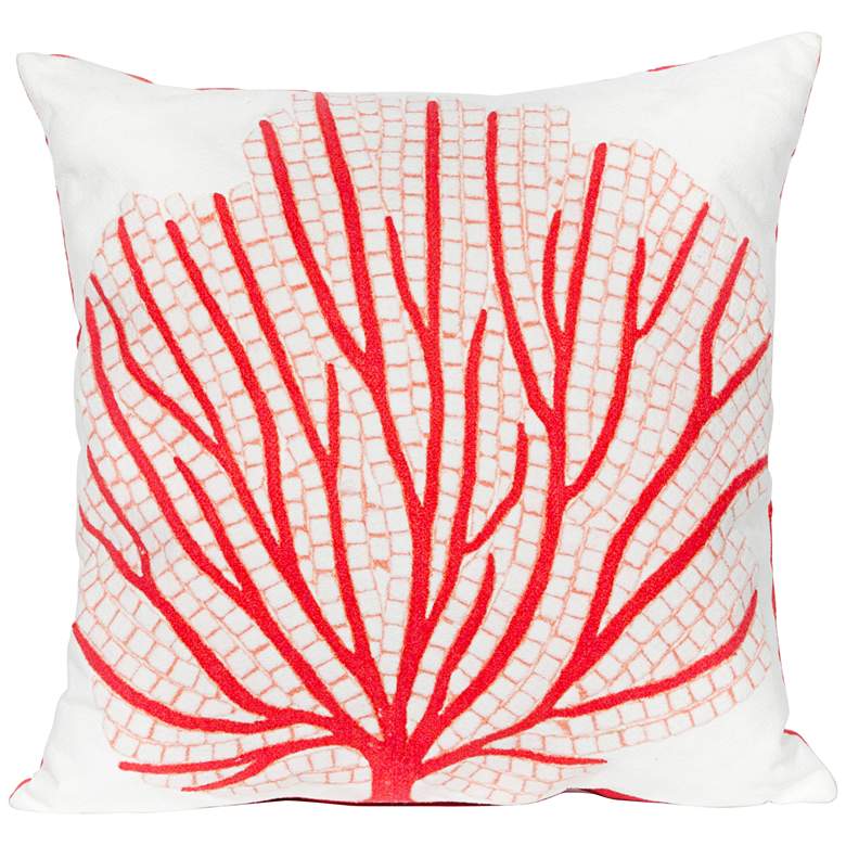 Image 1 Visions III Coral Fan Red 20" Square Indoor-Outdoor Pillow
