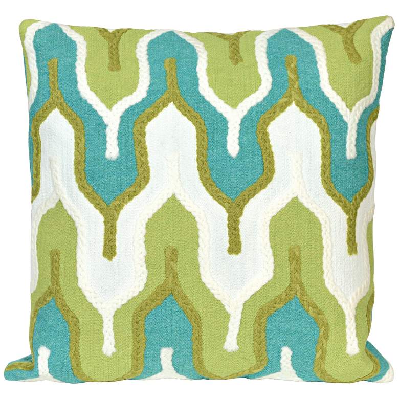 Image 1 Visions III Crochet Tower Green 20" Indoor-Outdoor Pillow