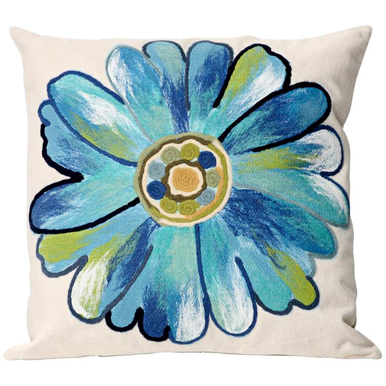 Image 1 Visions III Daisy Aqua 20 inch Square Indoor-Outdoor Pillow