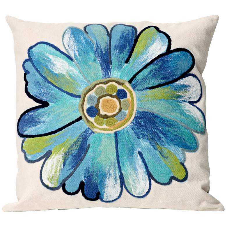 Image 1 Visions III Daisy Aqua 20" Square Indoor-Outdoor Pillow