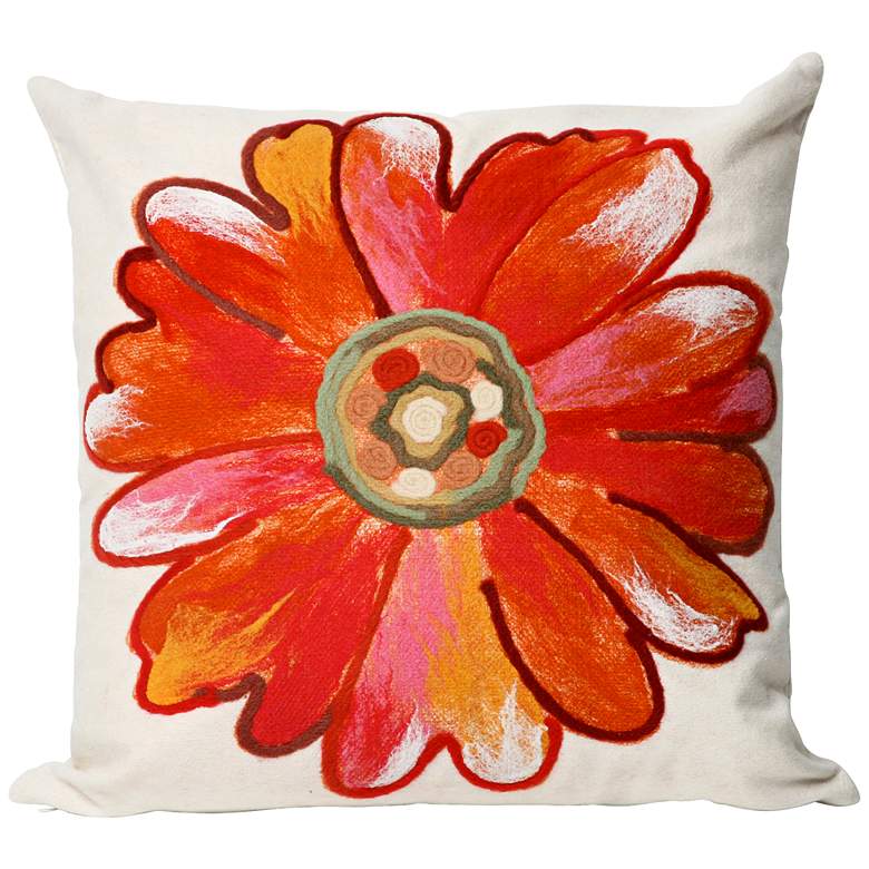 Image 1 Visions III Daisy Orange 20" Square Indoor-Outdoor Pillow
