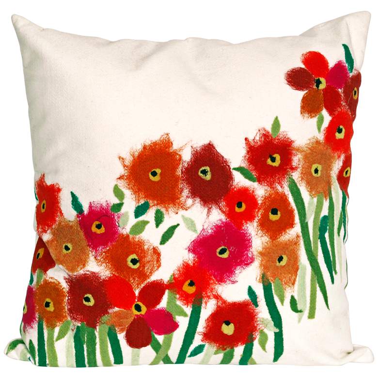 Image 1 Visions III Poppies Red 20" Square Indoor-Outdoor Pillow